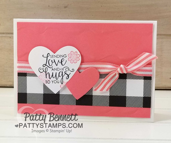 Stampin' UP! Ribbon of Courage stamp set and Support Ribbon framelit dies encouragement note card idea featuring Ruffled embossing folder by Patty Bennett Stampin' UP! Ribbon of Courage stamp set and Support Ribbon framelit dies encouragement note card idea featuring Ruffled embossing folder by Patty Bennett