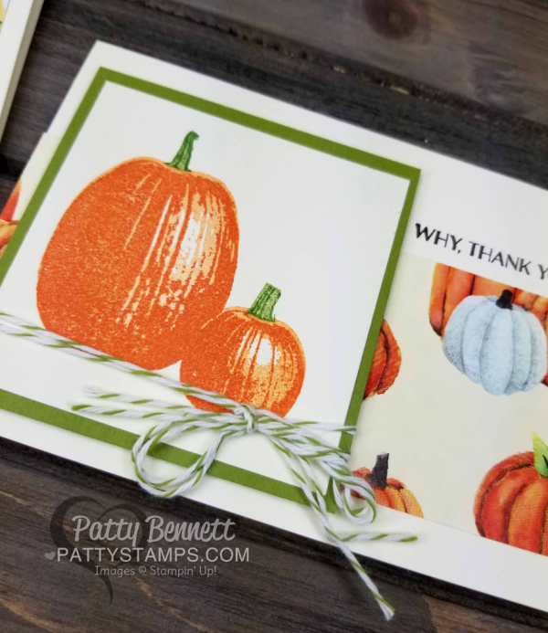 Gourd Goodness pumpkin fall note card idea featuring Stampin' Up! Painted Autumn Paper. Perfect Fall or Thanksgiving note card.