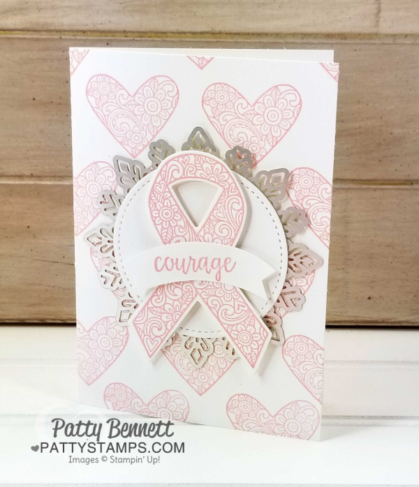 Stampin' UP! Ribbon of Courage stamp set and Support Ribbon framelit dies encouragement note card idea by Patty Bennett Stampin' UP! Ribbon of Courage stamp set and Support Ribbon framelit dies encouragement note card idea by Patty Bennett
