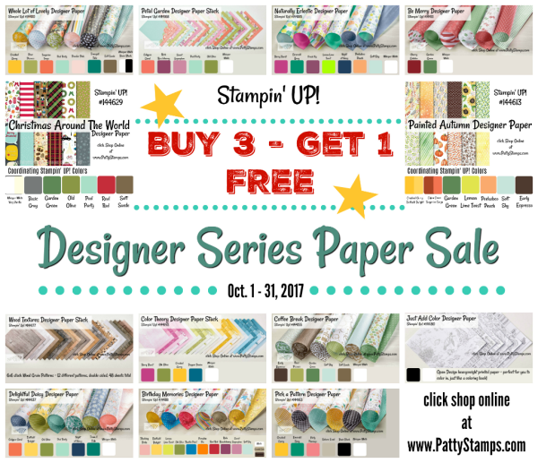 Designer Serieis Paper buy 3 get 1 free Stampin Up! sale  click shop online at www.PattyStamps.com