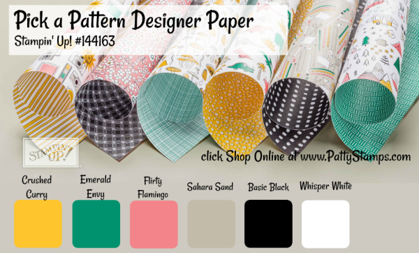 144163 Pick a Pattern designer paper pack from Stampin' UP! - click shop online at www.pattystamps.com