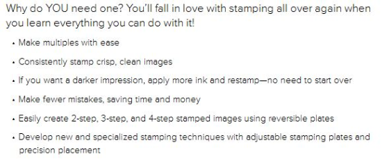 Features and Benefits of the Stampin' Up! Stamparatus stamp positioning tool