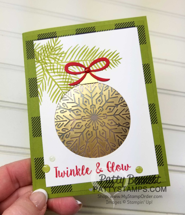Foil Snowflake ornament Christmas Card idea featuring Stampin' Up! Merry Little Christmas paper, by Patty Bennett Foil Snowflake ornament Christmas Card idea featuring Stampin' Up! Merry Little Christmas paper, by Patty Bennett