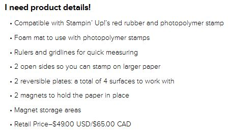 Features and Benefits of the Stampin' Up! Stamparatus stamp positioning tool