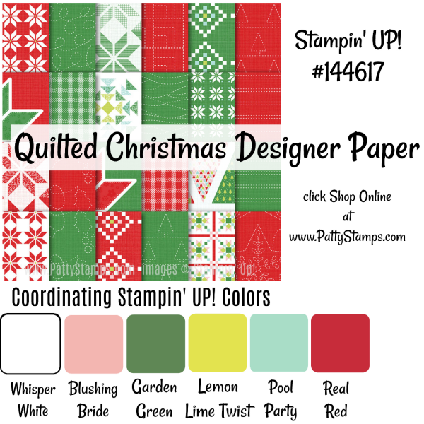 144617 Quilted Christmas Stampin Up designer paper  order at: www.MyStampOrder.com