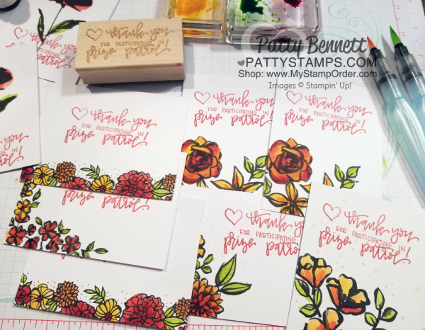 Stampin' UP! Memories & More Petal Passion floral cards watercolored by Patty Bennett