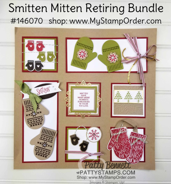 Smitten Mittens retiring Stampin' Up! bundle - fun holiday wall collage #146070 www.MyStampOrder.com