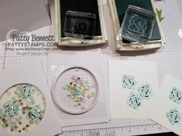 Shaker card supplies for Picture Perfect Party shaker cards by Patty Bennett featuring 2018 Stampin' UP! Occasions catalog products.