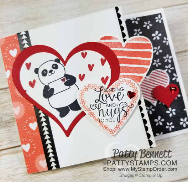 Party Panda heart card perfect for Valentine's day, anniversary, or I Love You! Stampin' UP! 2018 Sale-a-Bration and Occasions catalog products including Heart Happiness and Ribbon of Courage sets. by Patty Bennett Party Panda heart card perfect for Valentine's day, anniversary, or I Love You! Stampin' UP! 2018 Sale-a-Bration and Occasions catalog products including Heart Happiness and Ribbon of Courage sets. by Patty Bennett