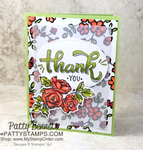Coloring on black and white Petal Passion designer paper from Stampin' UP! with Stampin' Blends markers.  Flower card ideas by Patty Bennett. 