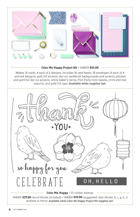 Color Me Happy stamp set and card kit by Stampin' Up! - perfect for coloring with the Stampin' Blends markers.