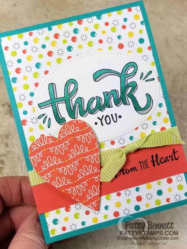 Color Me Happy thank you stamp colored with Stampin' UP! Stampin' Blends markers - card idea featuring Bubbles & Fizz Sale-a-Bration paper, by Patty Bennett Color Me Happy thank you stamp colored with Stampin' UP! Stampin' Blends markers - card idea featuring Bubbles & Fizz Sale-a-Bration paper, by Patty Bennett
