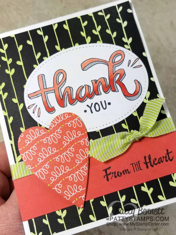 Color Me Happy thank you stamp colored with Stampin' UP! Stampin' Blends markers - card idea featuring Petal Passion designer paper, by Patty Bennett Color Me Happy thank you stamp colored with Stampin' UP! Stampin' Blends markers - card idea featuring Petal Passion designer paper, by Patty Bennett