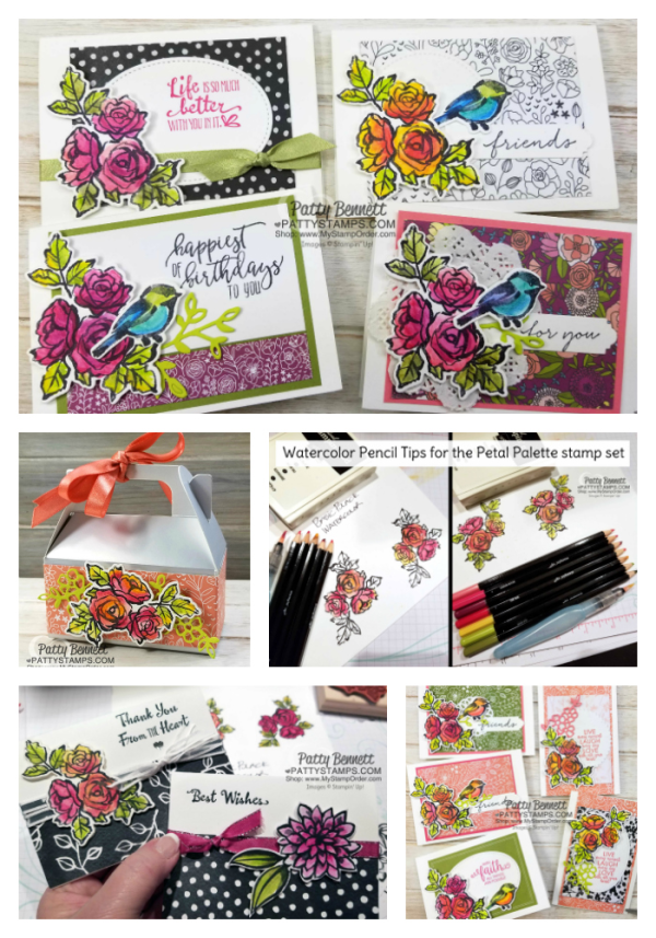 DIY handstamped card ideas for the Stampin' UP! Petal Palette bundle and Petal Passion suite by Patty Bennett.  shop www.MyStampOrder.com