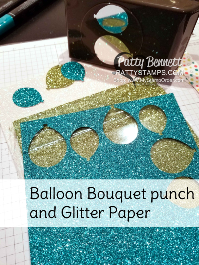 Stampin' UP! Balloon Bouquet punch and glimmer paper!