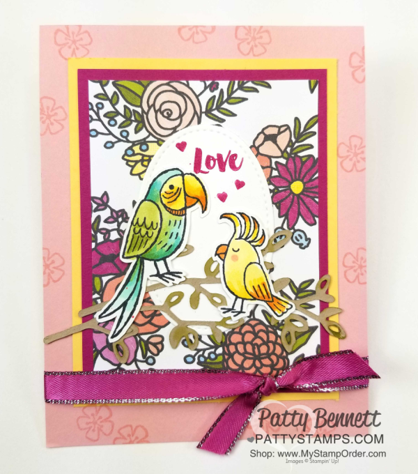 Fun handstamped cards featuring Stampin' Up! Bird Banter stamp set colored with Stampin' Blends markers.  Backgrounds are easy with the Sweet Soiree Memories & More cards - free choice during Sale-a-Bration 2018