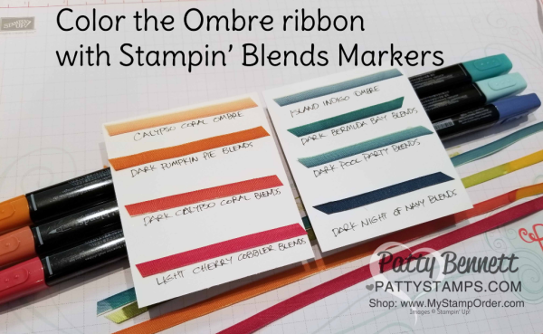 Use Stampin' Blends alcohol markers to color ombre ribbon from Stampin' UP!