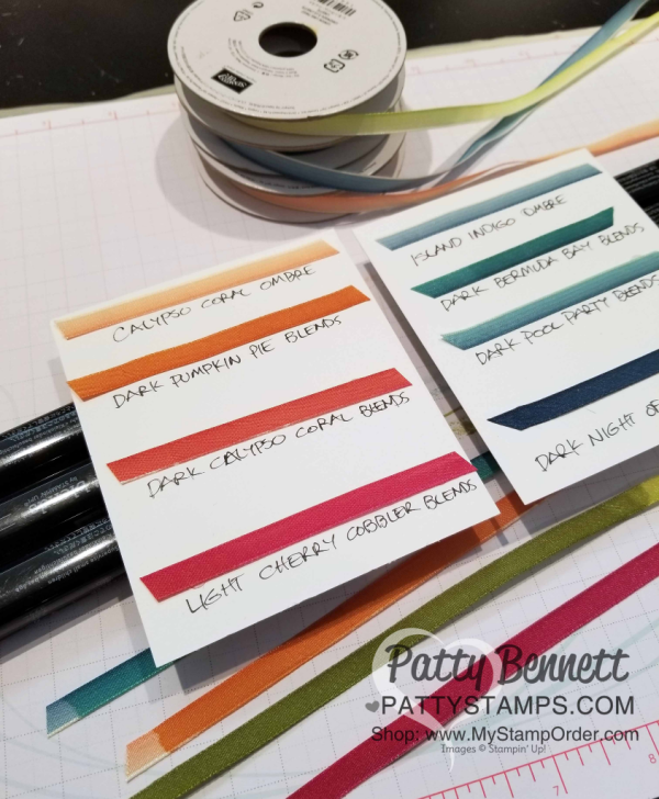 Use Stampin' Blends alcohol markers to color ombre ribbon from Stampin' UP!