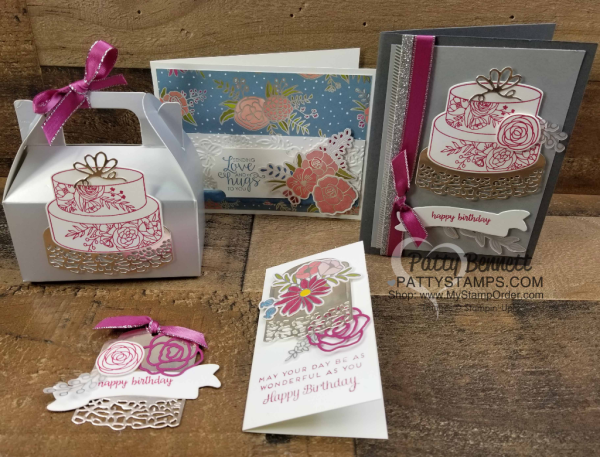 Sweet Soiree birthday card and gift tag idea. Stampin' UP! Occasions catalog 2018. by Patty Bennett Sweet Soiree birthday card and gift tag idea. Stampin' UP! Occasions catalog 2018. by Patty Bennett