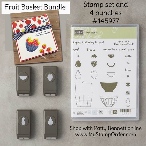 145977 Fruit Basket bundle: stamp set and Itty Bitty Fruit punch pack from the Tutti Frutti suite - Stampin' UP!