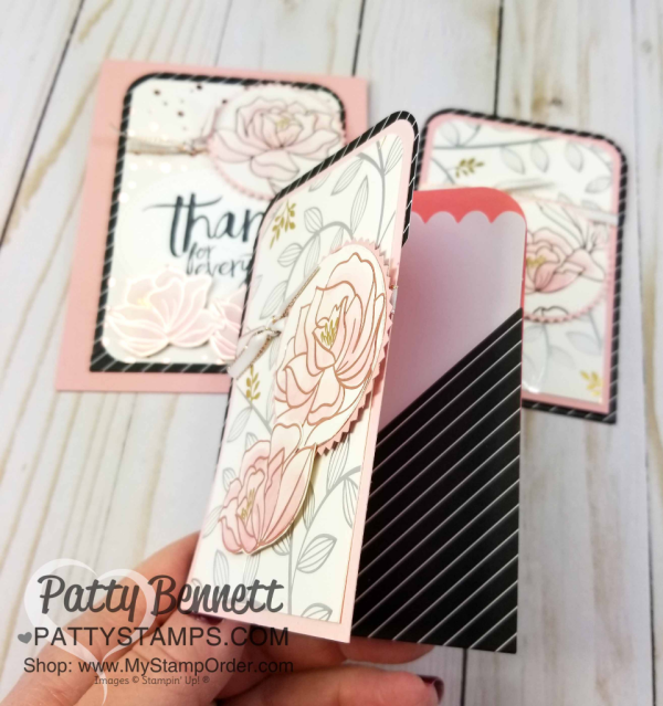 Alternate Paper Pumpkin card ideas for January 2018, featuring Stampin' UP! Springtime Foils Sale-a-Bration paper!  Pocket card ideas by Patty Bennett