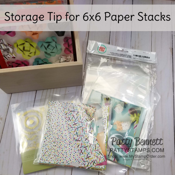Tip for storing 6x6 paper stacks in your craft room, by Patty Bennett Tip for storing 6x6 paper stacks in your craft room, by Patty Bennett