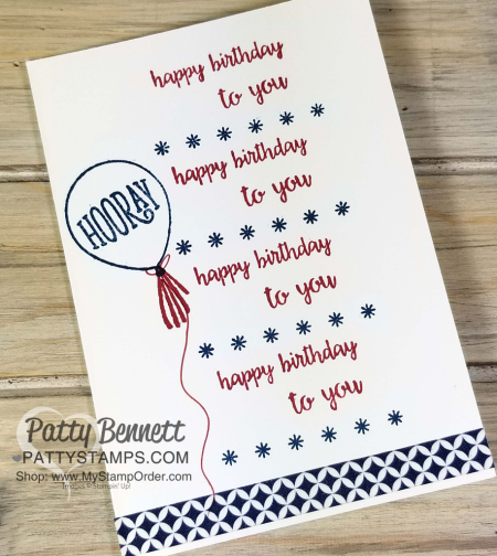 Happy Birthday card created with the Happy Birthday Gorgeous stamp set and the hinge step stamping technique and the Stampin' UP! Stamparatus by Patty Bennett Happy Birthday card created with the Happy Birthday Gorgeous stamp set and the hinge step stamping technique and the Stampin' UP! Stamparatus by Patty Bennett