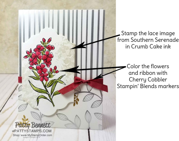 Tips for creating a Handmade floral cards featuring Stampin' UP! Southern Serenade stamp set, Springtime Foils paper and Stampin' Blends alcohol markers.  Cards by Patty Bennett