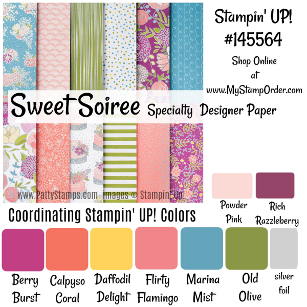 145664 Sweet Soiree Stampin' UP! specialty paper perfect for handmade birthday, wedding, or anniversary cards or party favors! Shop online at www.MyStampOrder.com 145664 Sweet Soiree Stampin' UP! specialty paper perfect for handmade birthday, wedding, or anniversary cards or party favors! Shop online at www.MyStampOrder.com