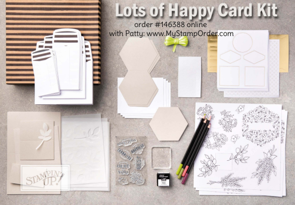 Lots of Happy Card kit by Stampin' UP! creates 20 cards!  Available online #146388 at www.MyStampOrder.com