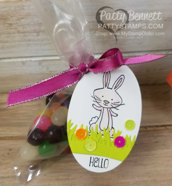 Easter Treat Cello Bag idea featuring Stampin' Up! We Must Celebrate bunny stamp and Stampin' Blends markers, by Patty Bennett Easter Treat Cello Bag idea featuring Stampin' Up! We Must Celebrate bunny stamp and Stampin' Blends markers, by Patty Bennett