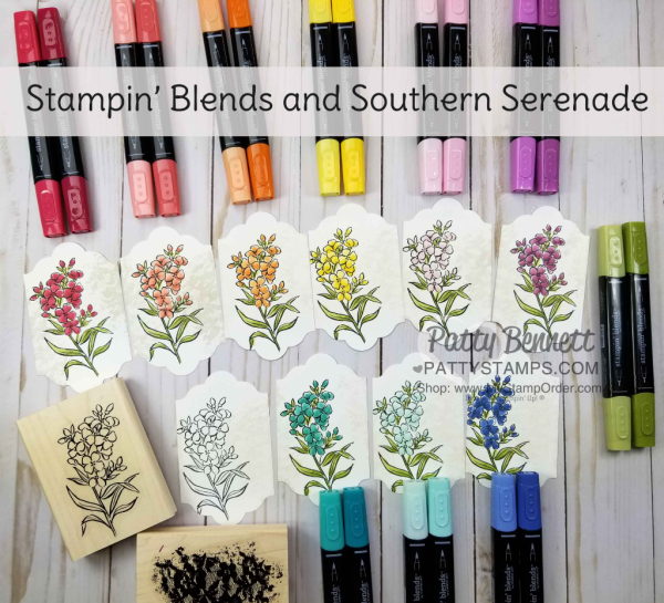 Handmade floral cards featuring Stampin' UP! Southern Serenade stamp set, Springtime Foils paper and Stampin' Blends alcohol markers.  Cards by Patty Bennett