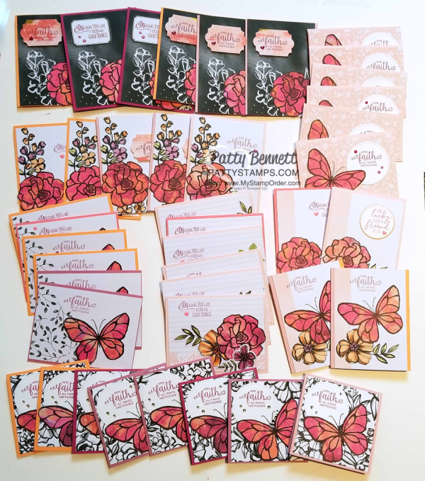 Petal Passsion Memories & More card ideas featuring the butterfly and flower images from the Stampin' Up! Beautiful Day stamp set, stamped onto Painted with Love designer paper, by Patty Bennett Petal Passsion Memories & More card ideas featuring the butterfly and flower images from the Stampin' Up! Beautiful Day stamp set, stamped onto Painted with Love designer paper, by Patty Bennett