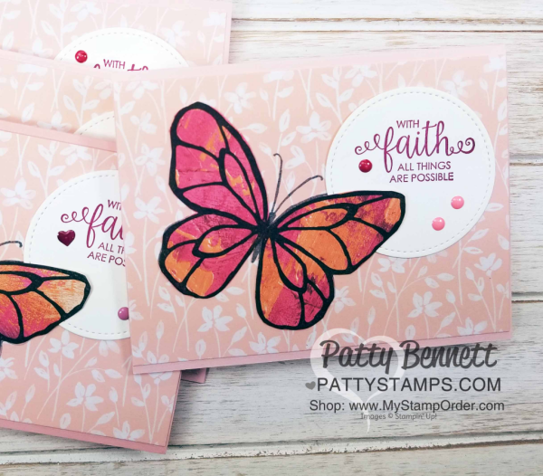 Petal Passsion Memories & More card ideas featuring the butterfly and flower images from the Stampin' Up! Beautiful Day stamp set, stamped onto Painted with Love designer paper, by Patty Bennett Petal Passsion Memories & More card ideas featuring the butterfly and flower images from the Stampin' Up! Beautiful Day stamp set, stamped onto Painted with Love designer paper, by Patty Bennett