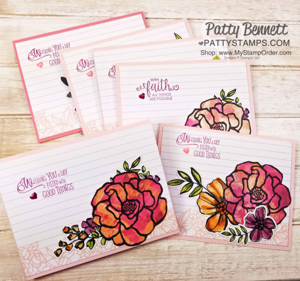 Petal Passsion Memories & More card ideas featuring the butterfly and flower images from the Stampin' Up! Beautiful Day stamp set, stamped onto Painted with Love designer paper, by Patty Bennett Petal Passsion Memories & More card ideas featuring the butterfly and flower images from the Stampin' Up! Beautiful Day stamp set, stamped onto Painted with Love designer paper, by Patty Bennett