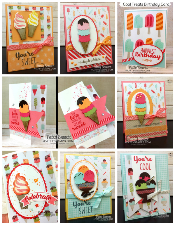 Stampin' UP! Cool Treats ice cream cone and sundae cards - retring stamp set May 2018. Stampin' UP! Cool Treats ice cream cone and sundae cards - retring stamp set May 2018.