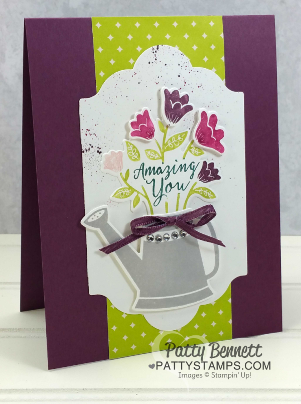 Stampin' Up! Grown with Love stamp set: watering can card. Stamp set retiring May 2018. Stampin' Up! Grown with Love stamp set: watering can card. Stamp set retiring May 2018.