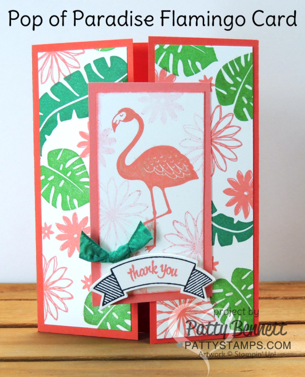 Stampin' UP! Pop of Paradise flamingo gate card - retiring stamp set May 2018 Stampin' UP! Pop of Paradise flamingo gate card - retiring stamp set May 2018