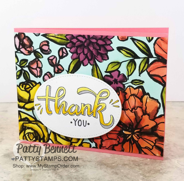 Color the Black and White Petal Passion floral designer paper from Stampin' UP! with Stampin' Blends alcohol markers. Card idea from Patty Bennett Color the Black and White Petal Passion floral designer paper from Stampin' UP! with Stampin' Blends alcohol markers. Card idea from Patty Bennett