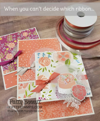 Sweet soiree cake card ideas stampin up pattystamps embellishment kit ribbon