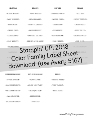 Free Download: 2018 Stampin UP! NEW Colors - labels to print on Avery 5167 Free Download: 2018 Stampin UP! NEW Colors - labels to print on Avery 5167