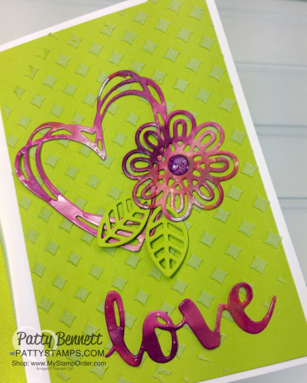 Card sample featuring Reinker on glossy cardstock technique die cut embellishments from Sunshine Wishes and Support Ribbon hinlit dies by Stampin' UP!