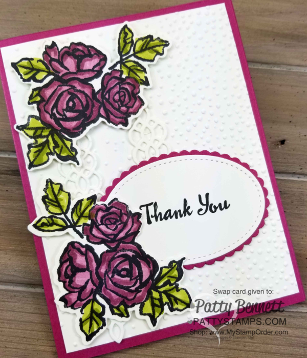 Stampin' Up! card featuring Petal Palette stamp set and Petals & More framelits by Karen Curzon