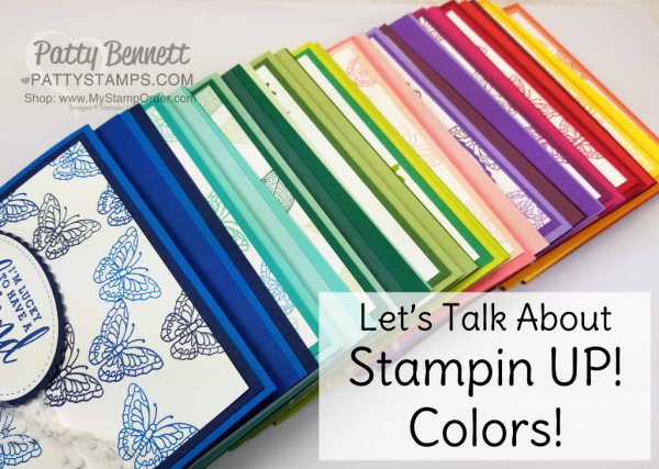 Stampin' UP! 2018 Color Family revamp: a study in Stampin' Up! color combos in rainbow order by Patty Bennett  www.PattyStamps.com