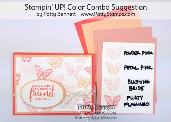 Stampin' UP! 2018 Color Family revamp: a study in Stampin' Up! light pink color combos in rainbow order by Patty Bennett  www.PattyStamps.com