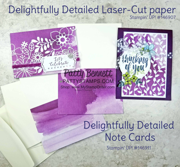Delightfully detailed laser cut paper note cards thinking of you stampin up pattystamps
