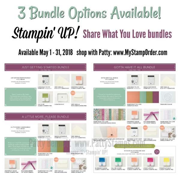 Stampin' UP! Share What You Love bundle options - preorder for customers May 1 - 31, 2018 Stampin' UP! Share What You Love bundle options - preorder for customers May 1 - 31, 2018