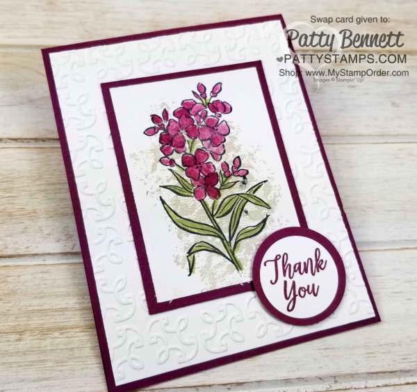Southern Serenade stamp set and Garden Trellis embossing folder card by Ruth Bingle
