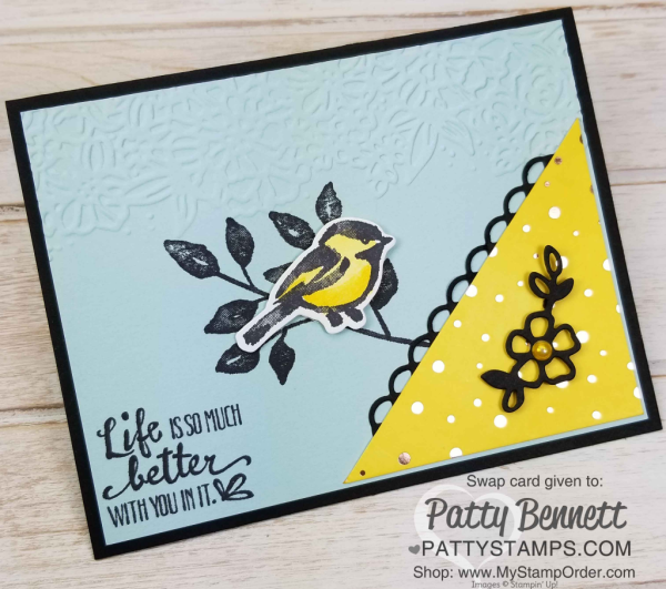 Petal Palette stamp set birdie card by Patti Baugh