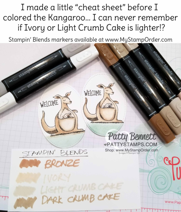 Baby card idea featuring Stampin' UP! Animal Outing stamp set Colored with Stampin Blends markers, by Patty Bennett Baby card idea featuring Stampin' UP! Animal Outing stamp set Colored with Stampin Blends markers, by Patty Bennett